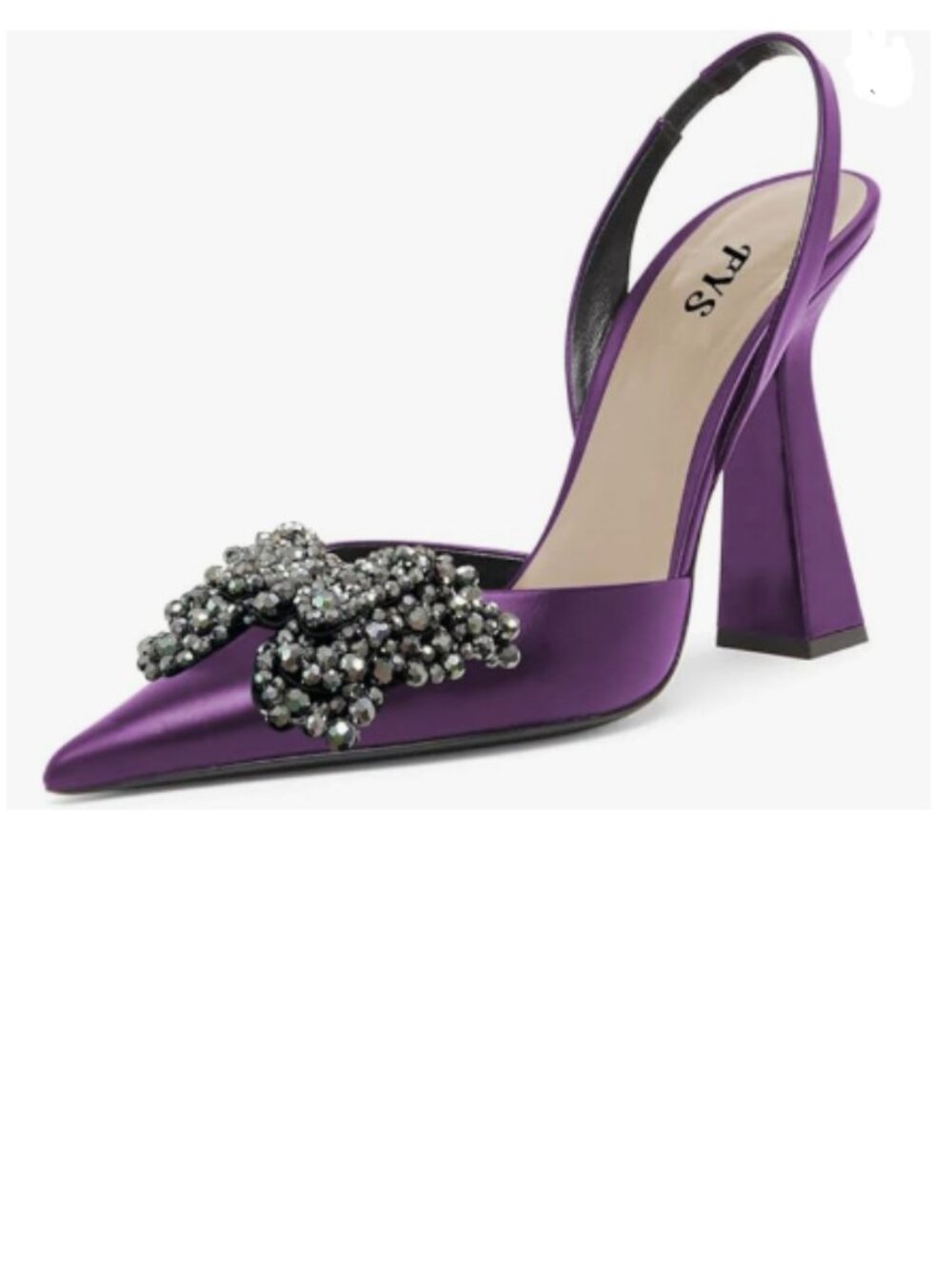 FYS Purple Slip on Pointed Toe Slingback Sandals Butterfly Crystal D'Orsay Pumps